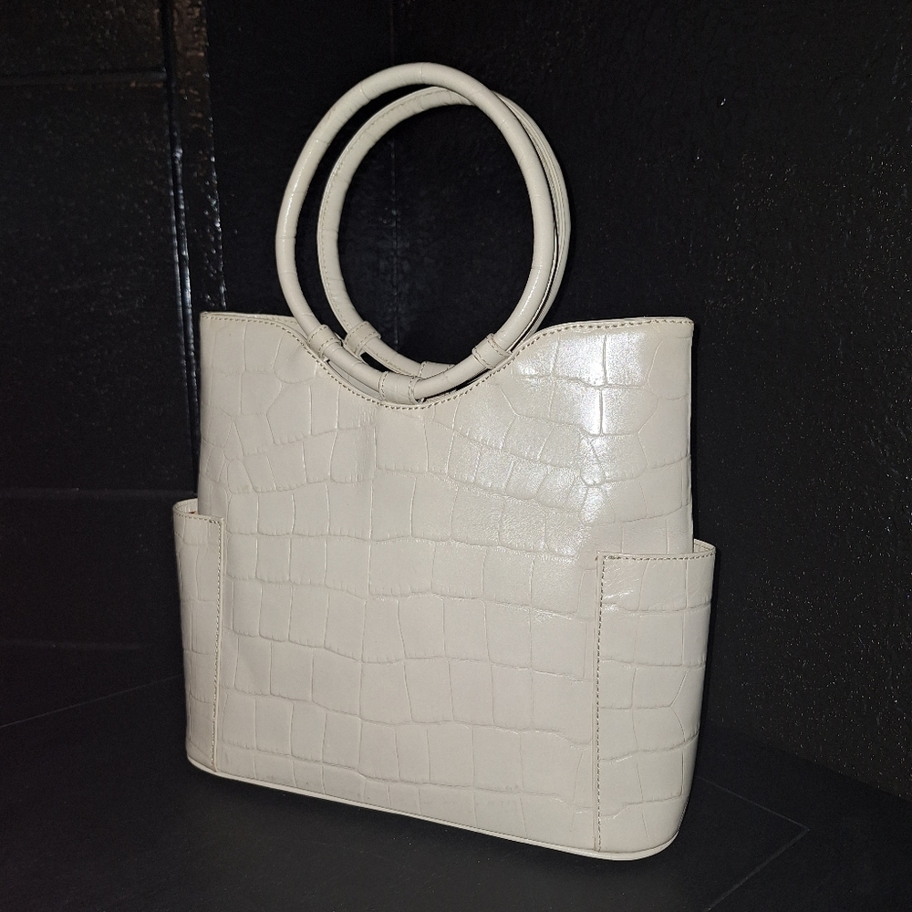 Maxx New York Cream Structured Tote Bag